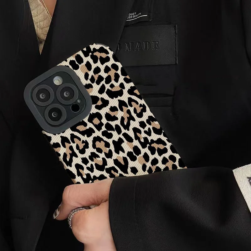 Kreative Leopard Kuh Silikon Ledertasche für iPhone 16 15 14 13 Pro Max 11 12 Mini Se 7 8 plus x xr xs weiche stoß feste Abdeckung