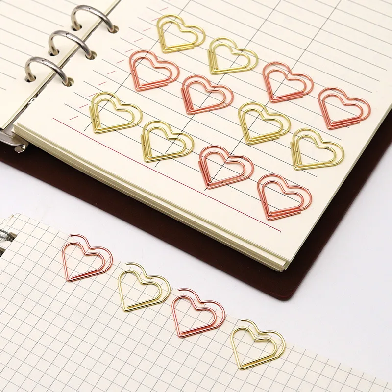 

50pcs/set Metal Paper Clips Hearts Mini Binder Clip Bookmark Book BindingNote Decor Stationery School Office Binding Supplies