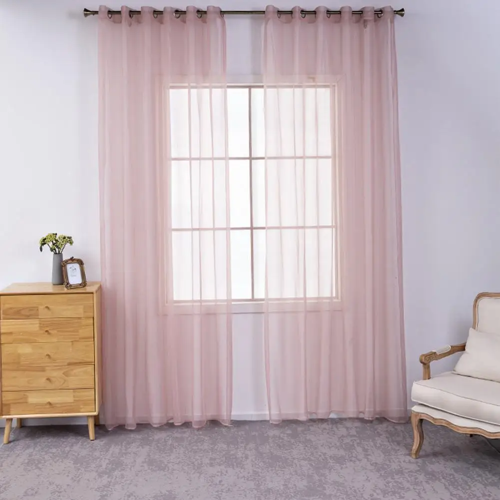 2Pcs Unique Window Gauze Eye-catching Tulle Curtains Exquisite Terylene Thin Sheer Curtains  Decorative