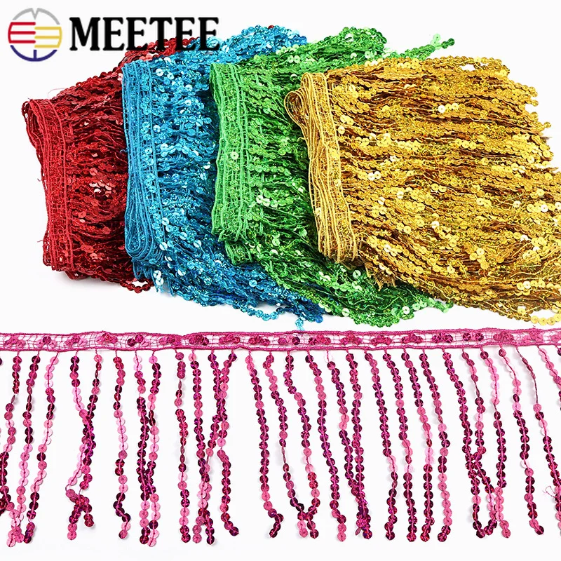 

2/6Yards 15/20/30cm Sequin Tassel Fringes Sewing Lace Trim Latin Skirt Curtain Decorative Trimmings Fringes Tassels Materials