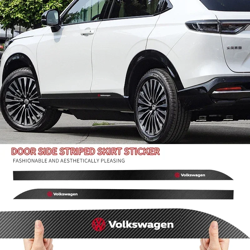 

2pcs Car Door Side Skirt Sticker Decal For Volkswagen VW Bora Golf MK6 Beetle CC R32 Sharan Jetta Touareg Passat Polo Tiguan