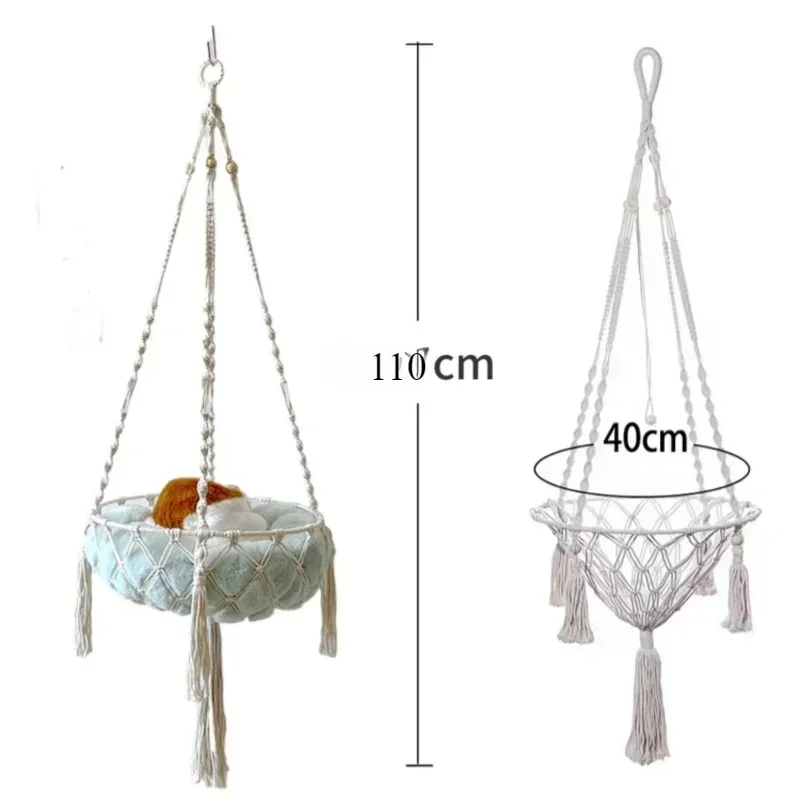 Supplies New Pet Hammock Cat Swing Hand Woven Cotton Rope Cats Hanging Basket  Kitten Hanging String Den Indoor Pend Nest Pets