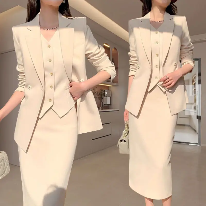 

Advanced Temperament Women's Professional Suit Vest Three Piece Set Spring and Autumn New Style High-end Suit Set