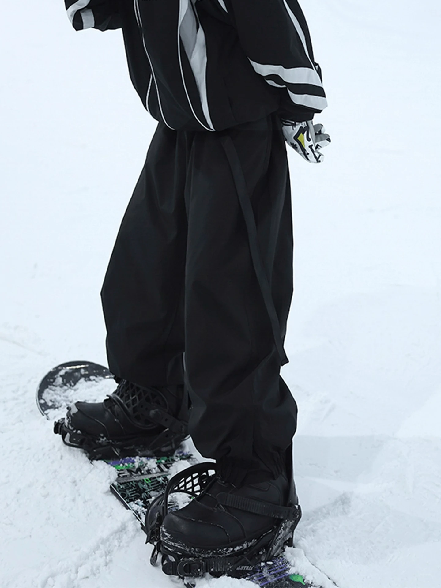 

Thiened Fce Ski Cotton Trousers Men Women Winter Windproof Waterproof Trousers Casual Straight Leg Pants B Bundled Foot