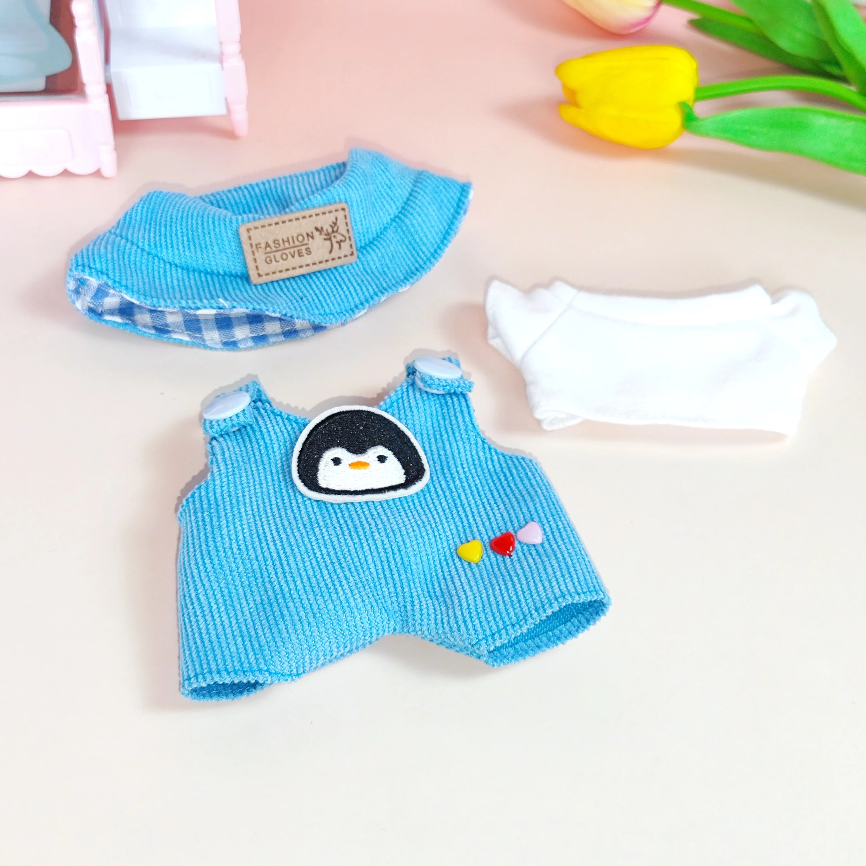 Labubu 인형 패션 세트 귀여운 흰색 셔츠 모자 동물