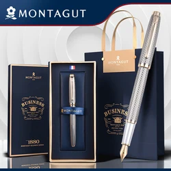 Montagut Gray Wire Drawing Barrel & Golden Trim Fountain Pen Iridium 0.5mm Exquisite Writing Gift Pen With Gift Box M001