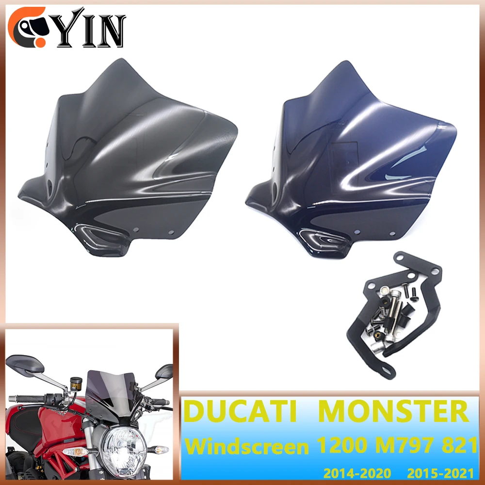 Motorcycle Sports Touring WindScreen Viser Visor Deflector For DUCATI Monster 797 M797 MONSTER 821 M821 1200 1200S 1200R 14-20