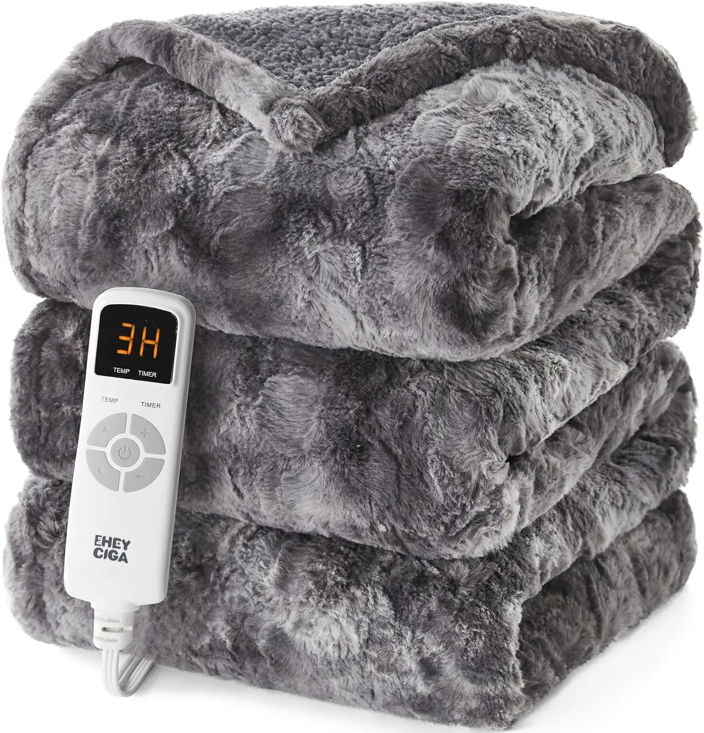 

Electric Heated Blanket Throw with Faux Fur, 10-Hour Auto Shut-Off, 9 Heating Levels for Fast Warmth