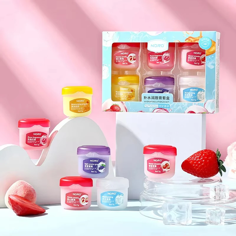 4/6/8pcs Fruit Series Lip Balm Set Lip Mask Moisturizing Hydrating Non-sticky Anti-Cracked Vaseline Lip Balm for Lips Care