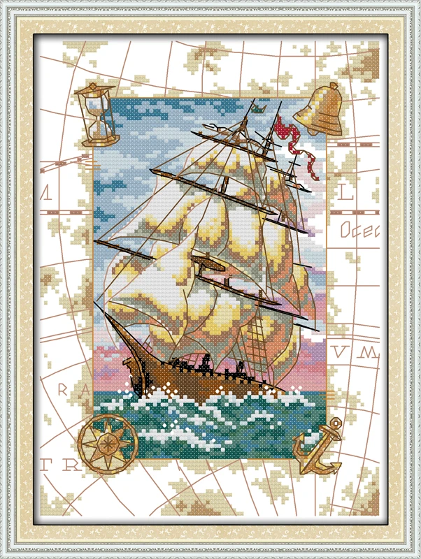

Cross-stitch Complete Set Oceangoing Voyage Stamped Printed Counted Unprinted Cloth DMC Needlework Home Decor