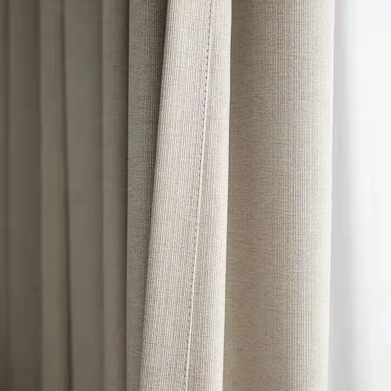 

Custom Modern Fashion Simple Cotton Linen Luxury Curtains for Living Room Bedroom Dining Blackout White Tulle Window Thicken