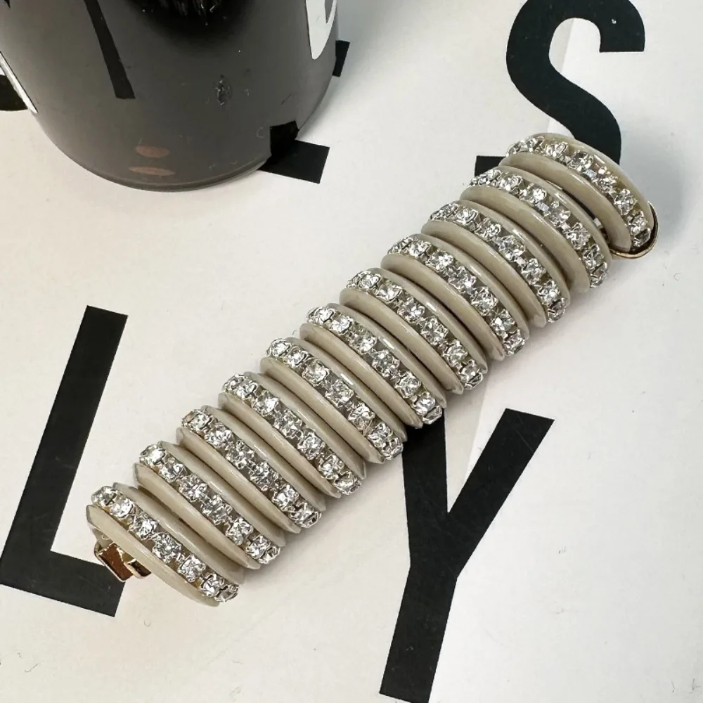 Rhinestone Telephone Line Hair Loop Spiral Coil High Elastic Phone Line Hair Loop Rubber Elastic Bands Head Rope Ponytail Woman