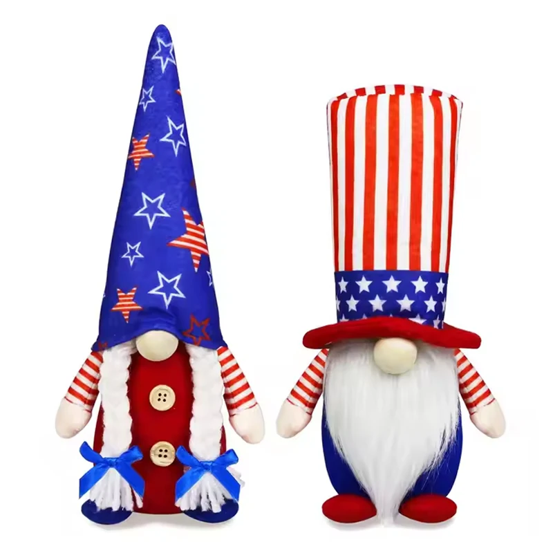 

American Independence Day Rudolph Peak Hat Doll Decorations 4th July Gnomes Holiday Decorations Party Supplies