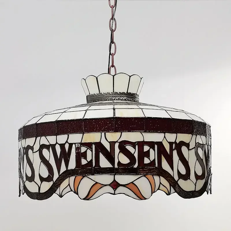 الأوروبي دليل لحام الزجاج الملون الثريا استدارة قلادة أضواء مطعم غرفة المعيشة فندق غرفة نوم LED مصابيح معلقة #5