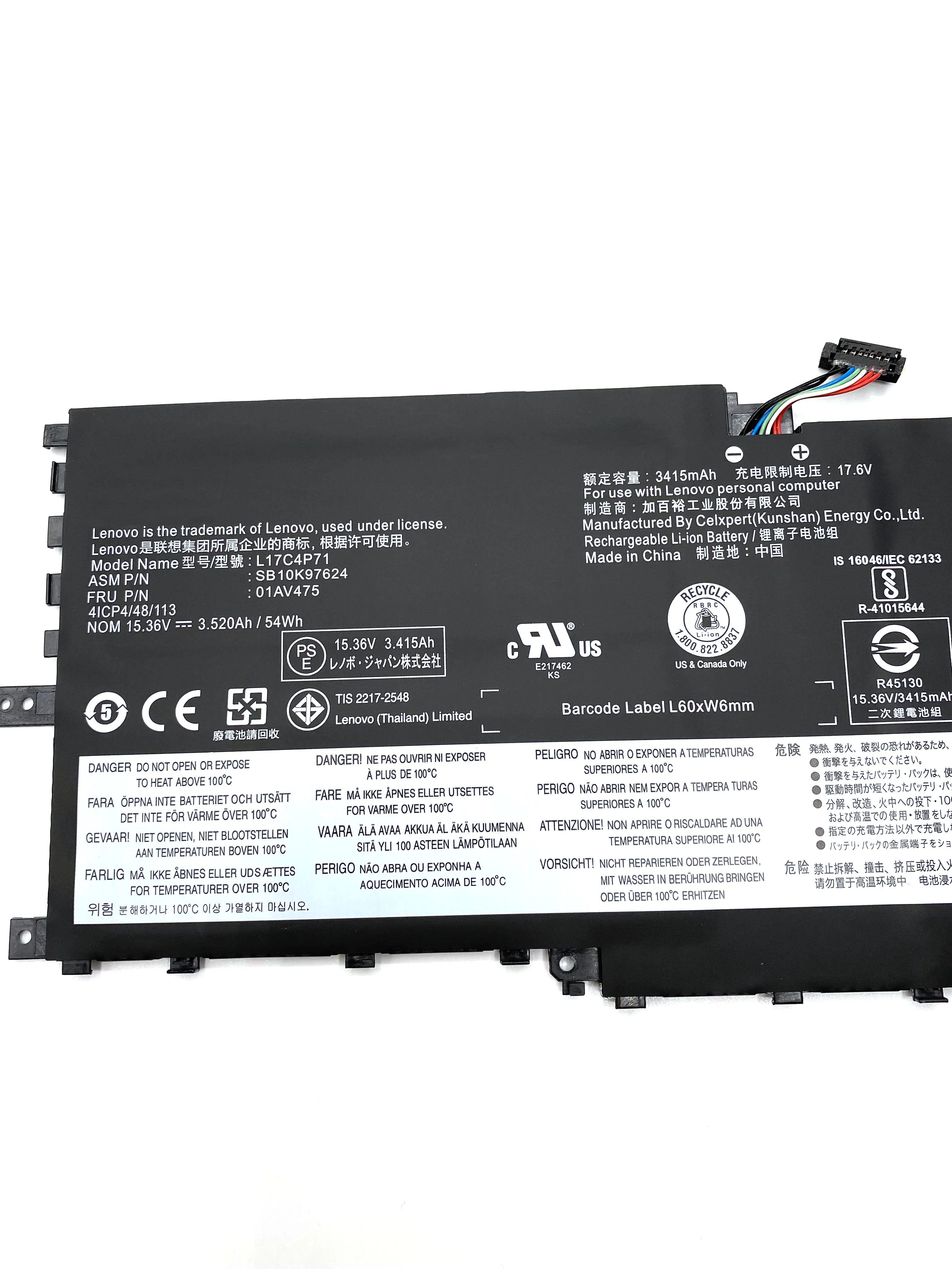 

L17C4P71 L17M4P71 Laptop Battery For Lenovo ThinkPad X1 Yoga Gen 3/2018 20LE 20LD 20LG 01AV474 01AV475 SB10K97623 L17M4P73