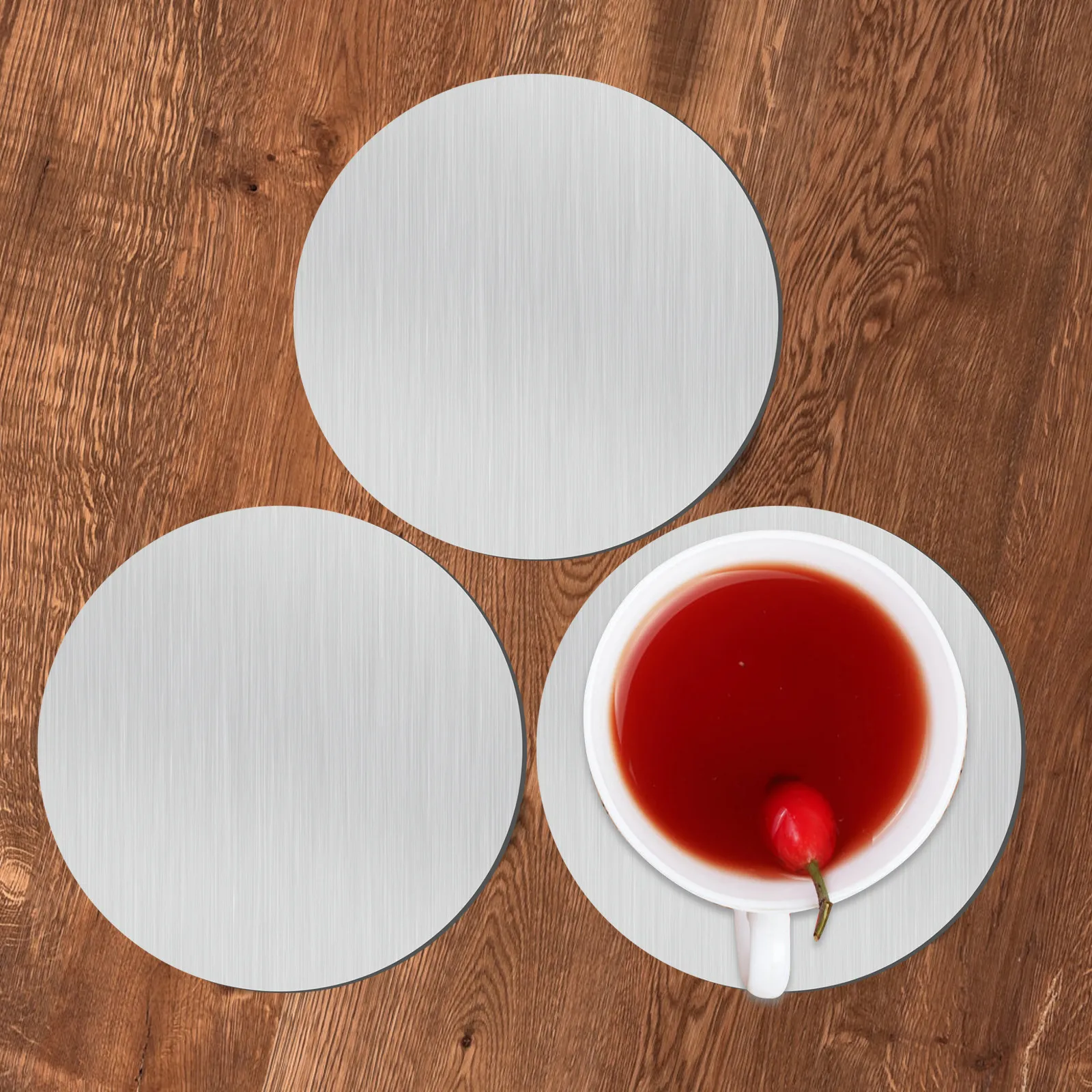 5Pcs Premium Stainless Steel Coaster Round Drink Coasters Non-Slip Bottom Smooth Burr-Free Reusable Cup Mats for Home Office