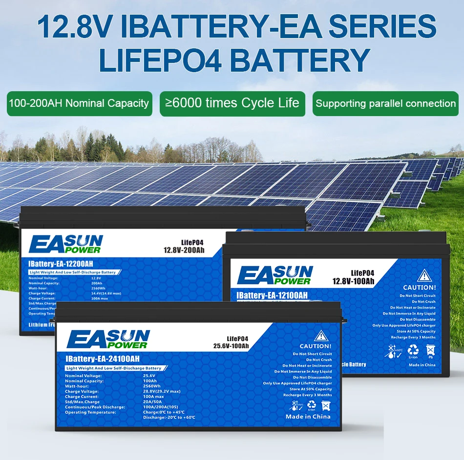 Easun Power Lifepo4 Battery 12V 300Ah Grade A 12.8V Cell Parallel and Customizable BMS+2000 Cycle Life America Stock For Home Storage