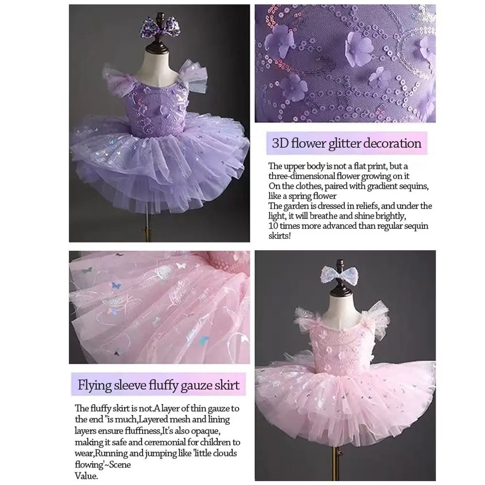 

Fashion Sequin Ballet Dress Puffy Modern Performance Clothes Party Dress Dance Costumes Girls
