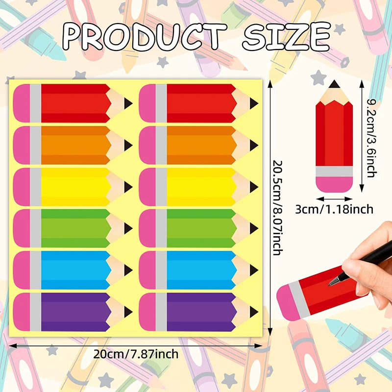 カラフルな鉛筆の名札新学期鉛筆銘板ステッカー教室掲示板装飾デスク名ラベルステッカー
