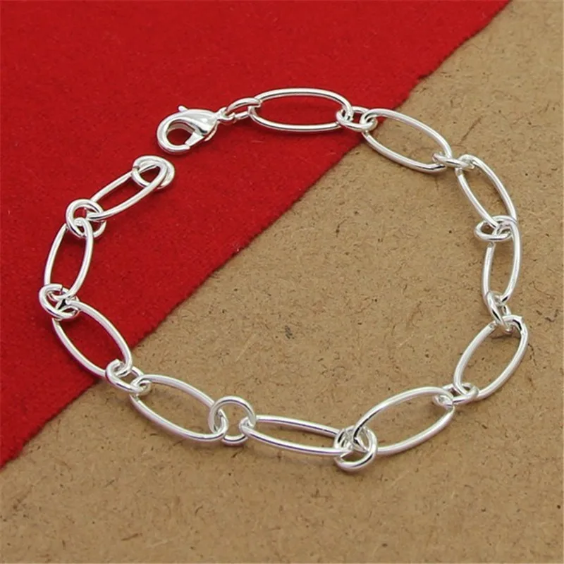 

925 Sterling Silver Circle Chain Bracelets For Woman Men Classic Wedding Party Christmas Gifts Fashion Fine Jewelry 20cm 8inch