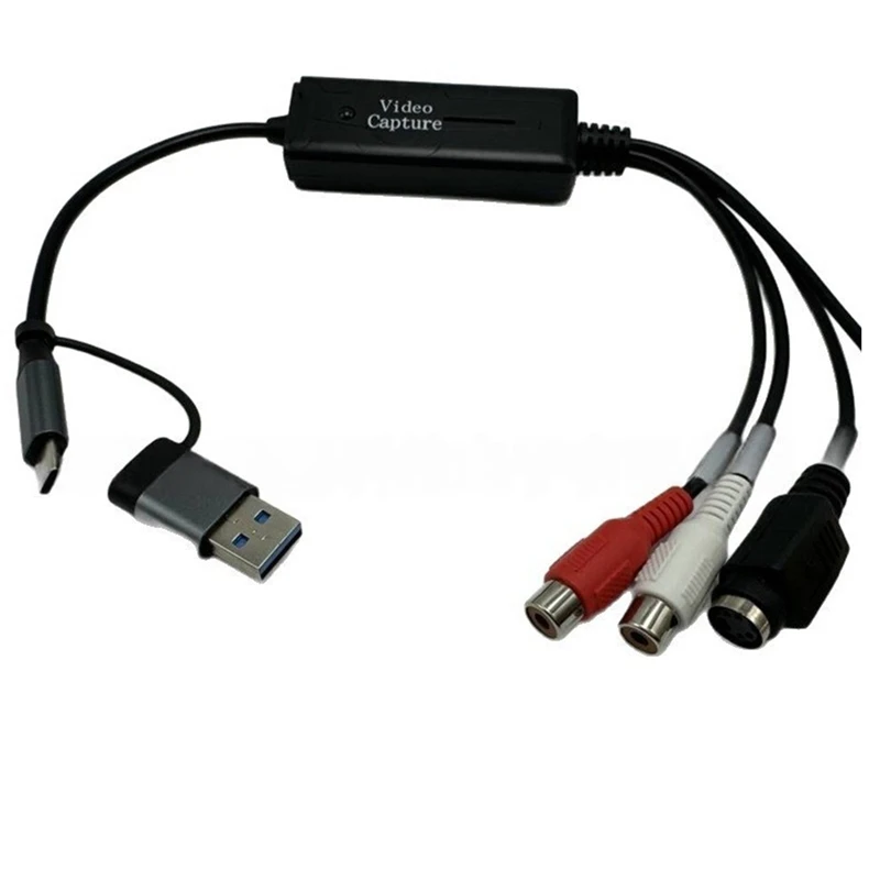 USB 2.0 Type C AV S Video Capture Card Adapter AV Video Composite to USB Type C for Camera OBS PC-A25R