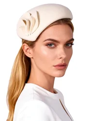 FS White Wool Felt Fascinator Hat For Women Ladies Pink Pillbox Hats Black Wedding Kentucky Derby Fedora Chapeau Femme Party Hat