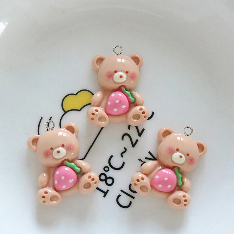 10Pcs Glossy Rabbit Cat Bear Resin Flower Charms Cute Flatback Animals Earrings Keychain Pendant for DIY Crafts Jewelry Making