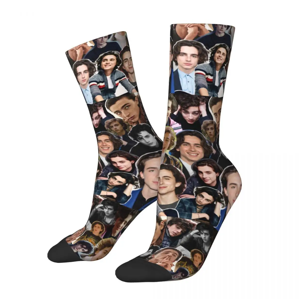 Timothee Chalamet Photo Collage Socks Warm Funny Happy Socks Novelty Spring Summer Autumn Winter Socks Christmas Gift Idea