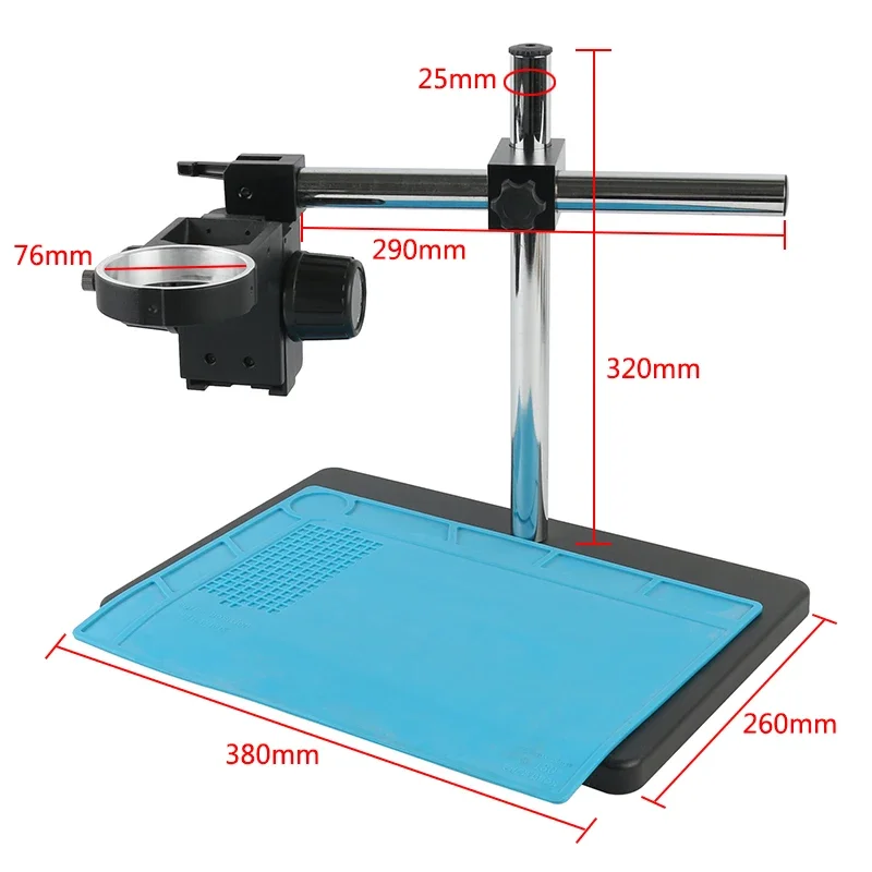 Lab Adjustable Boom Table Working Stand Holder 76mm Ring Holder+ Adjustable Metal Arm For Stereo Binocular Trinocular Microscope