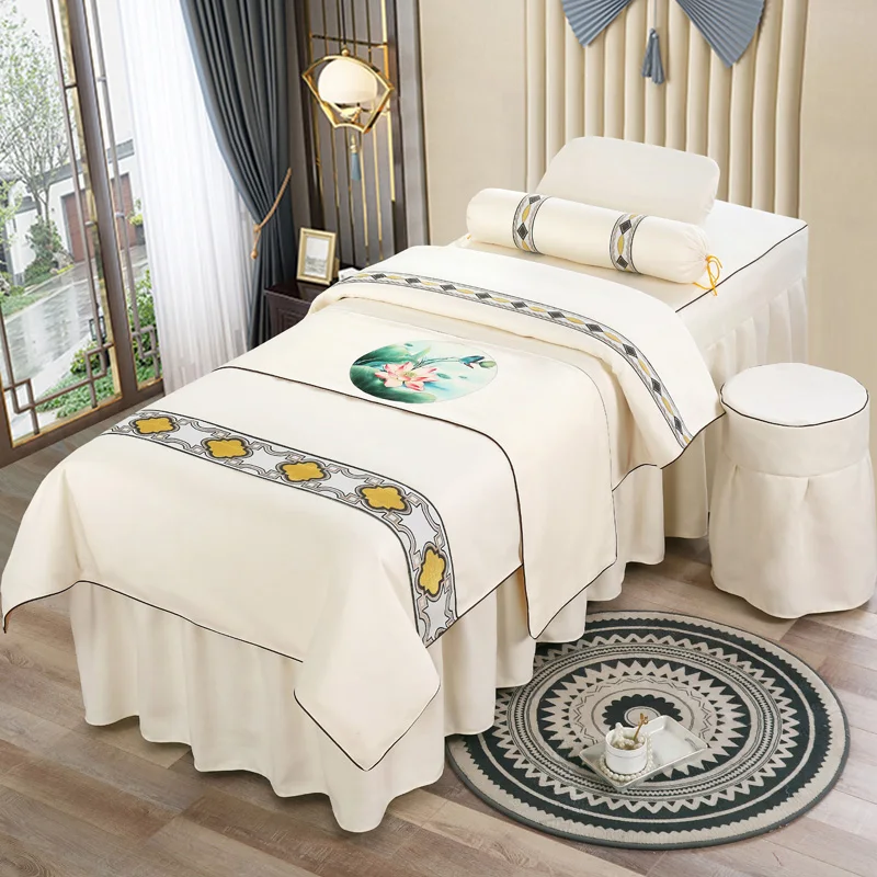 

Bedspread four or six-piece set 190X80 luxury cotton and linen massage physiotherapy shampoo trapezoidal round head bed cover