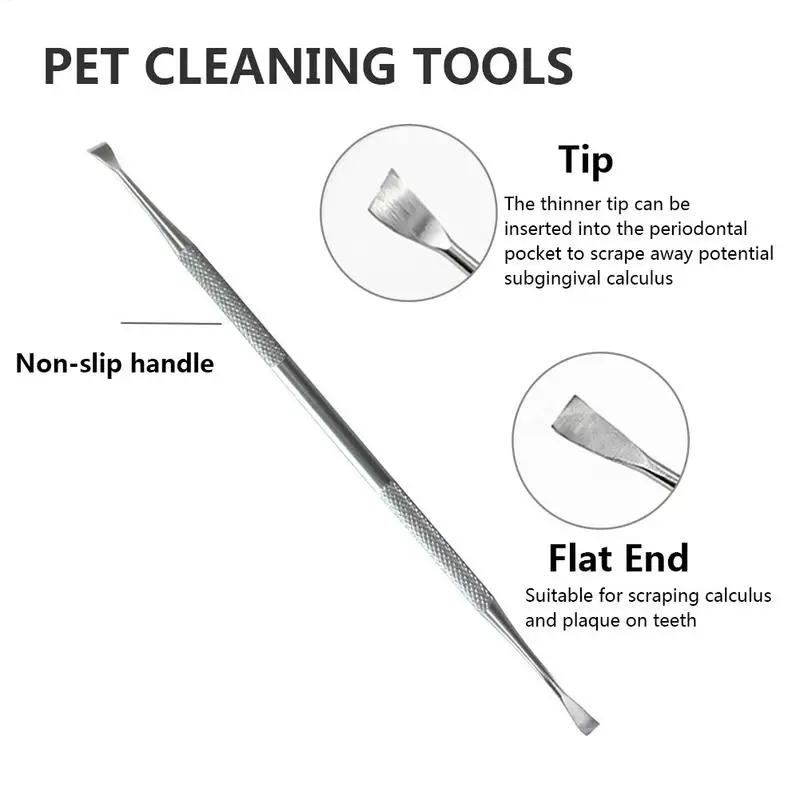 Dog Tooth Scaler Scraper Stainless Steel Upgraded Pet Cat Tarter Remover with Different Head Teeth Cleaning Tool