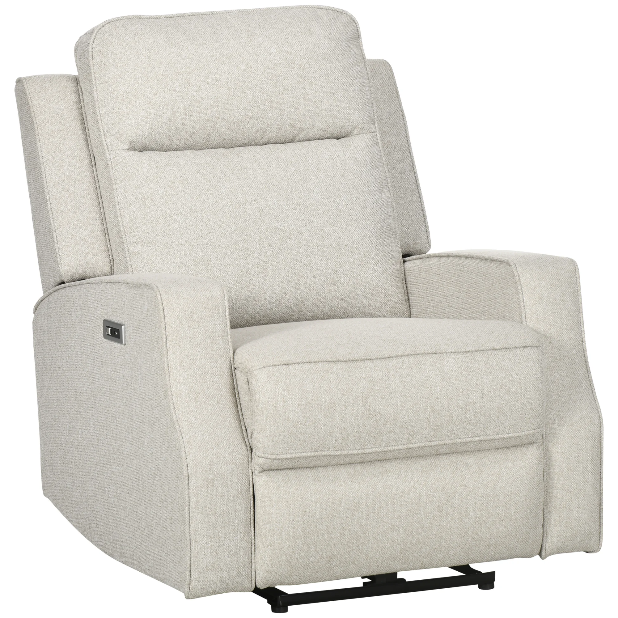 Electric Reclining Sofa Chair Wall Hugger Lounger with Footrest and USB Plug-In