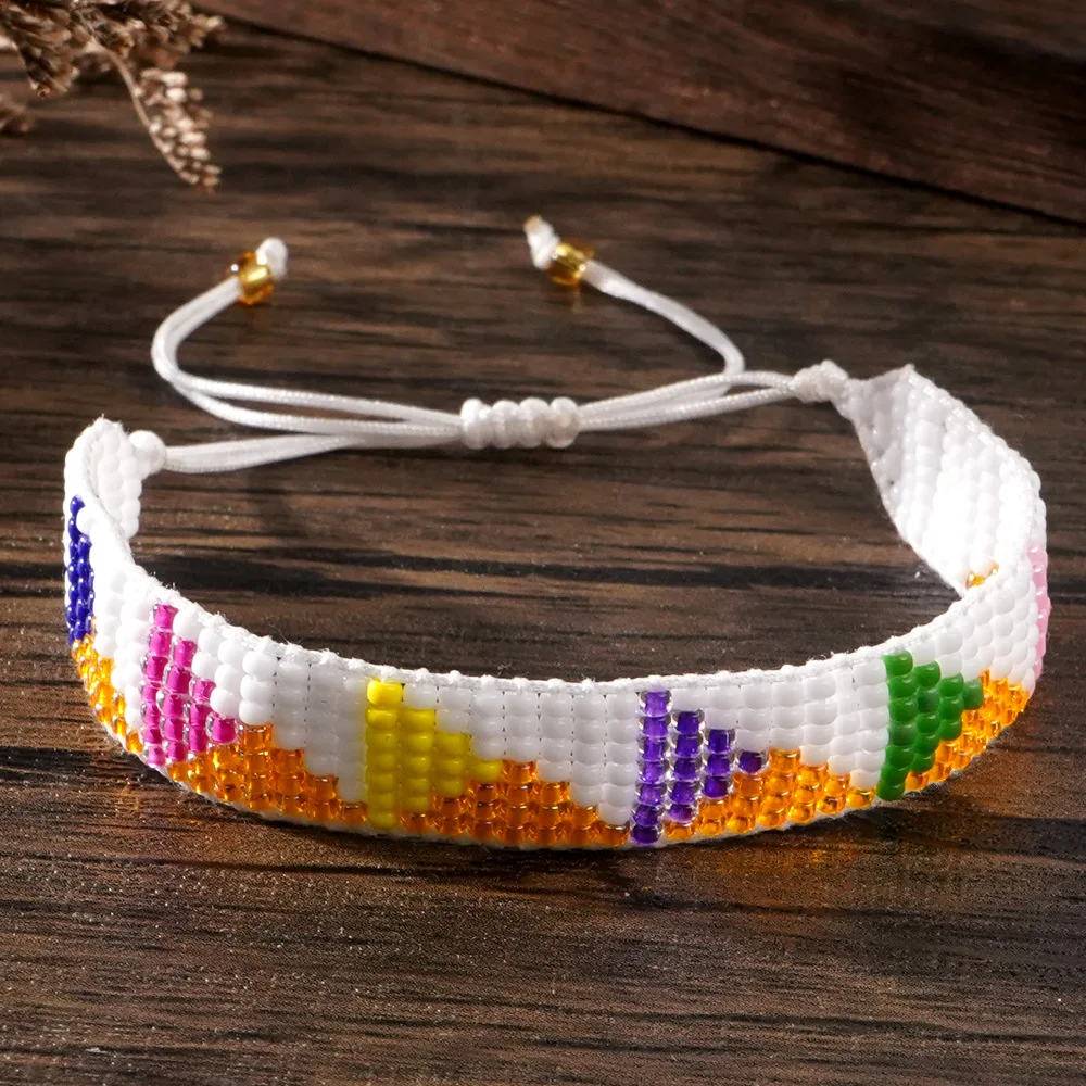 Beaded bracelet Originality Geometry Triangle Design Hand knitting Bohemia Adjustable Tide Simple Rice bead bracelet