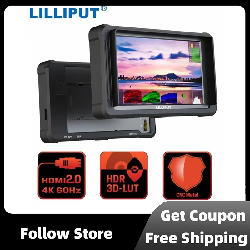 

LILLIPUT FS5 Black 5.4 Inch on Camera DSLR Field Monitor 3D LUT 3G-SDI IPS FHD 1920x1200 Video Focus Assist Support 4K 60Hz HDMI