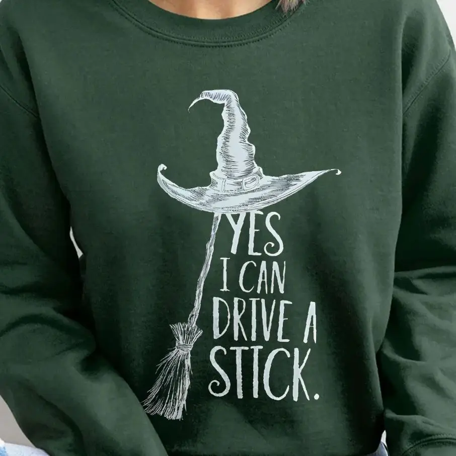 

Retro Vintage Sweatshirt Aesthetic Graphic Hoodies Y2K Tops Casual Daily Wear Unisex Stylish Pullover Yes I Can Drive A Stick
