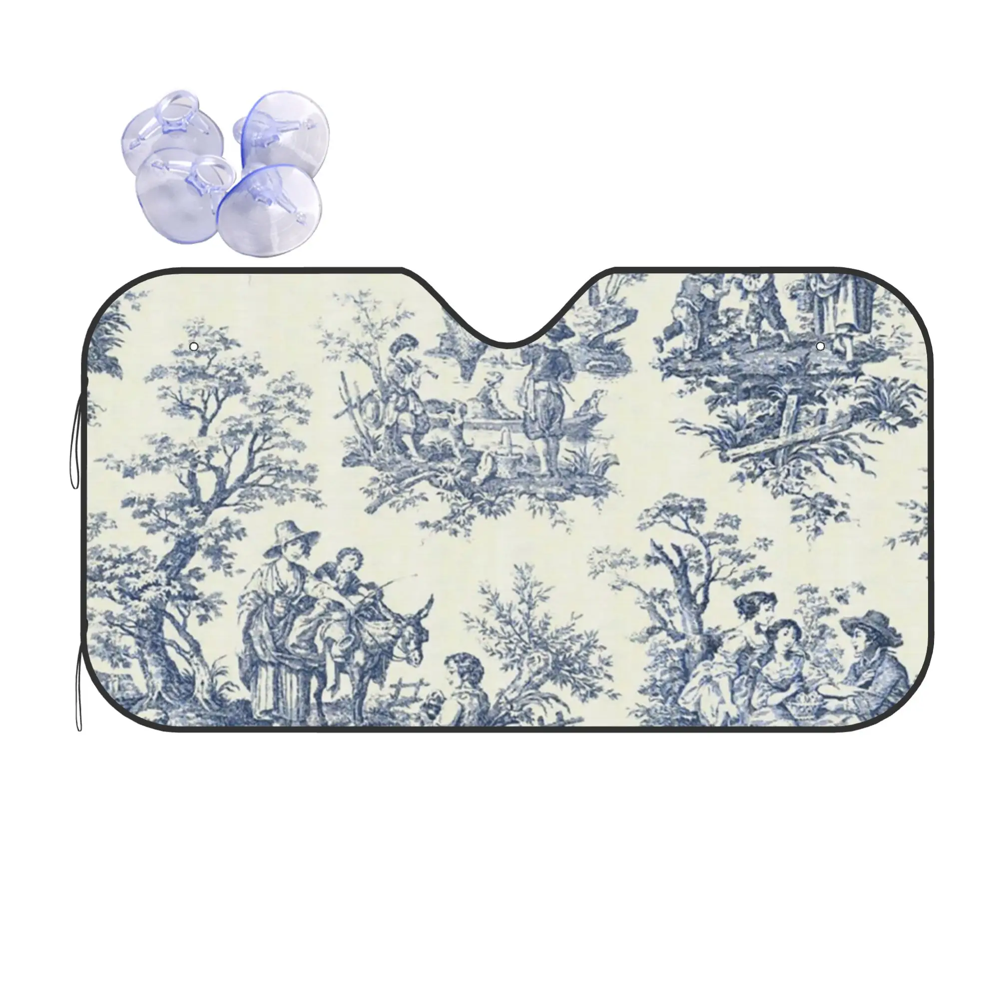 Windshield Sun Shade Car Powder French Toile Picnic Designs Solar Reflector Protector  Visor Screen Cover Vehicle Windscreen