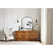 ！@Natural Burl Wood 6-Drawer Modern Bedroom Dresser with Hand Forged Pulls Eco-Friendly for Hotel Living Room & Apartment