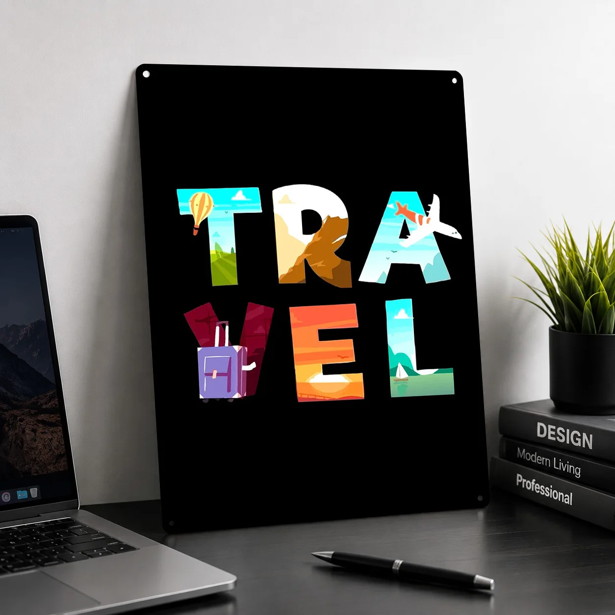 Travel Typography Illustration Metal Poster Perfect Gift for Fans Lovers Personalized Wall Art Metal Sign for Decoration Gaming