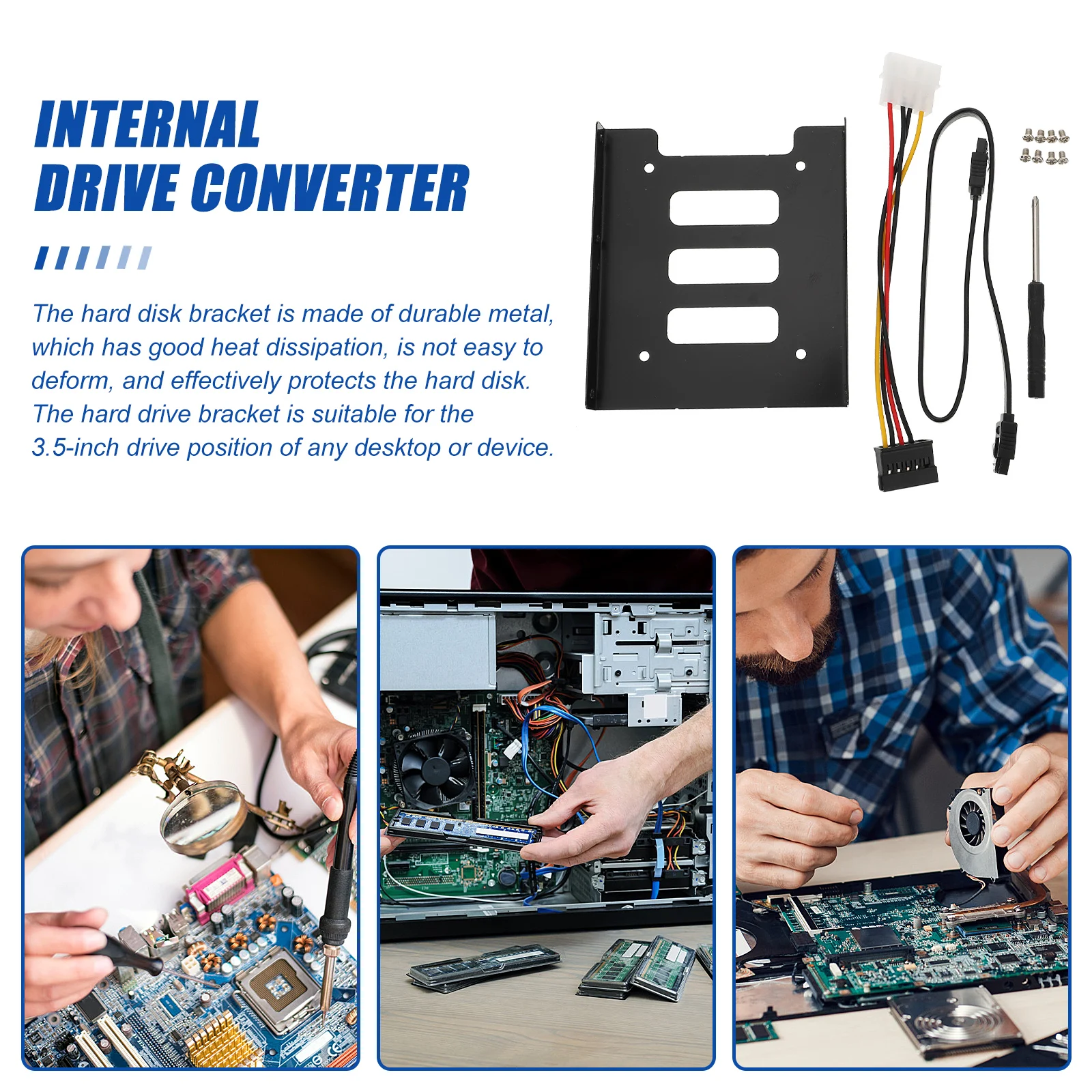 

Hard Drive Bracket Computer Accessory Metal Mounting Tray Interface Power Cable Internal Drive Bay Adapter