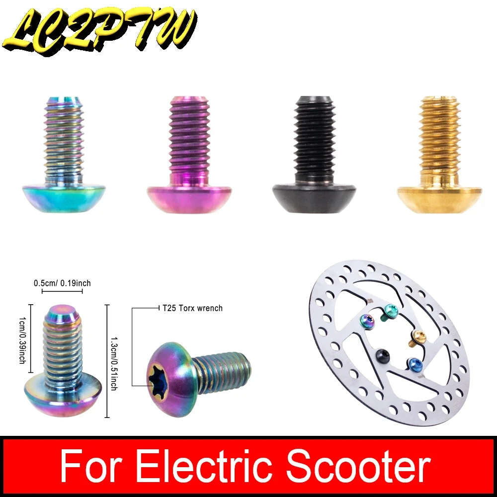 6PCS Titanium Ti Bolt M5x10mm for Electric Scooter Brake Disc Bolts Screw Scooter Brake Rotor Bolts Screws With Tools Accessorie