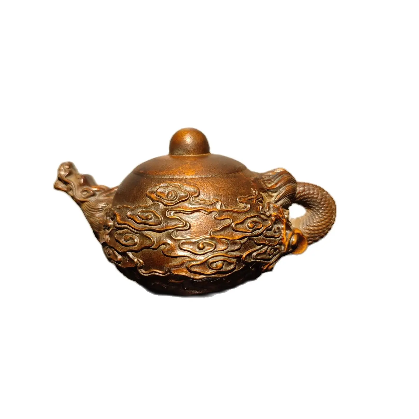 Chinese vintage Boxwood Carved dragon statue Teapot hobbies interests mahjong sculpture statue desk Study souvenir hobby collect
