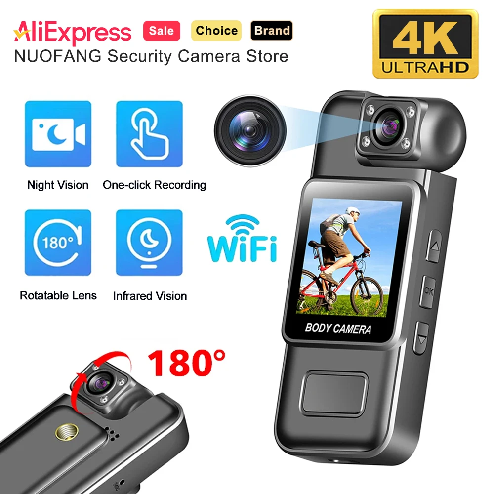 4K WiFi Mini Action Camera Infrared Night Vision 120° DV Small Wearable Body Camcorder for Cycling Motorcycle Outdoor Sports