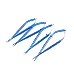 12cm Ophthalmic Surgery scissors Round handle with slot eye Micro scissors Titanium Micro Needle Holder