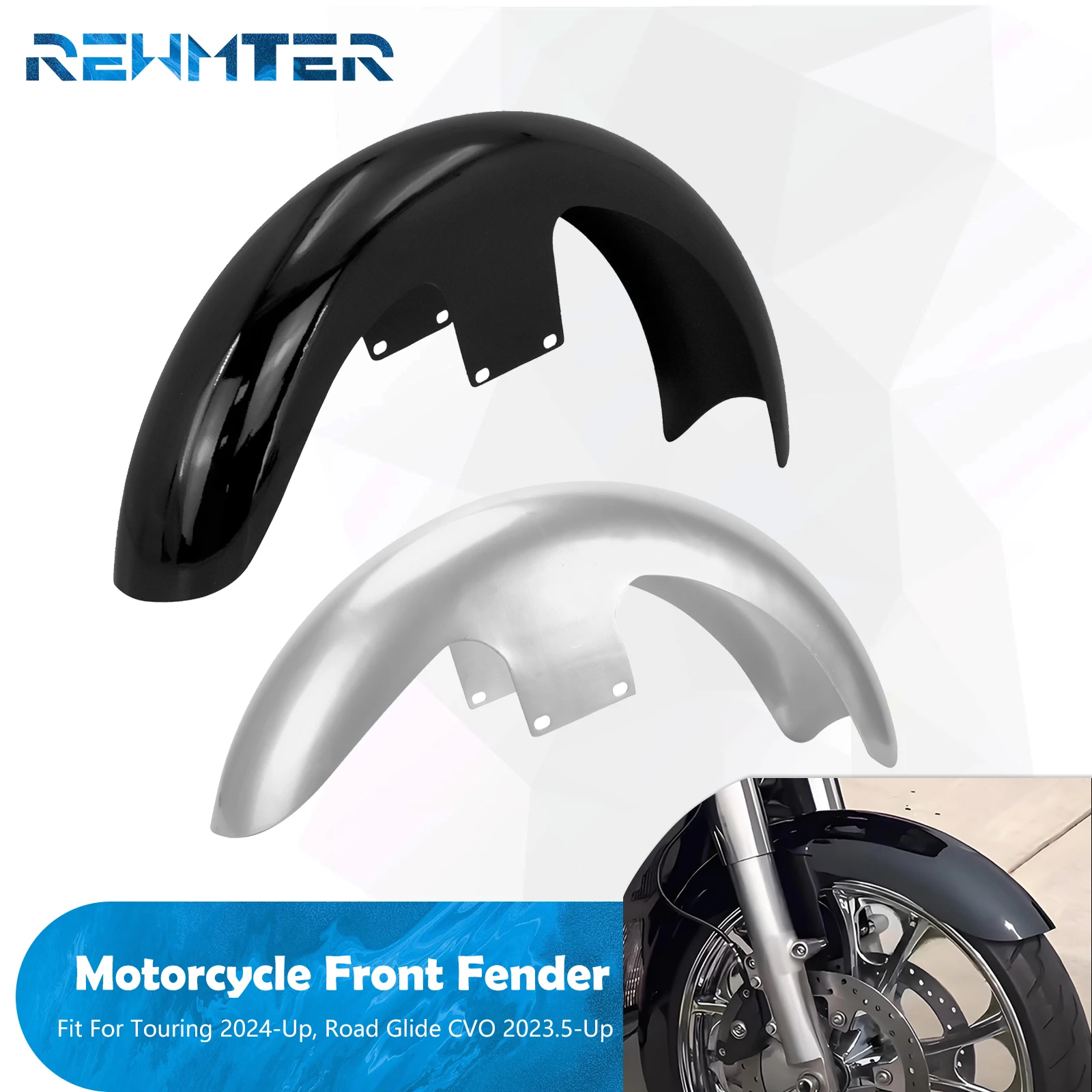 

Motorcycle Front Fender 21" Black Unpainted Mudguard Cover For Harley Touring Electra Road Street Glide Ultra Limited 2024-Up