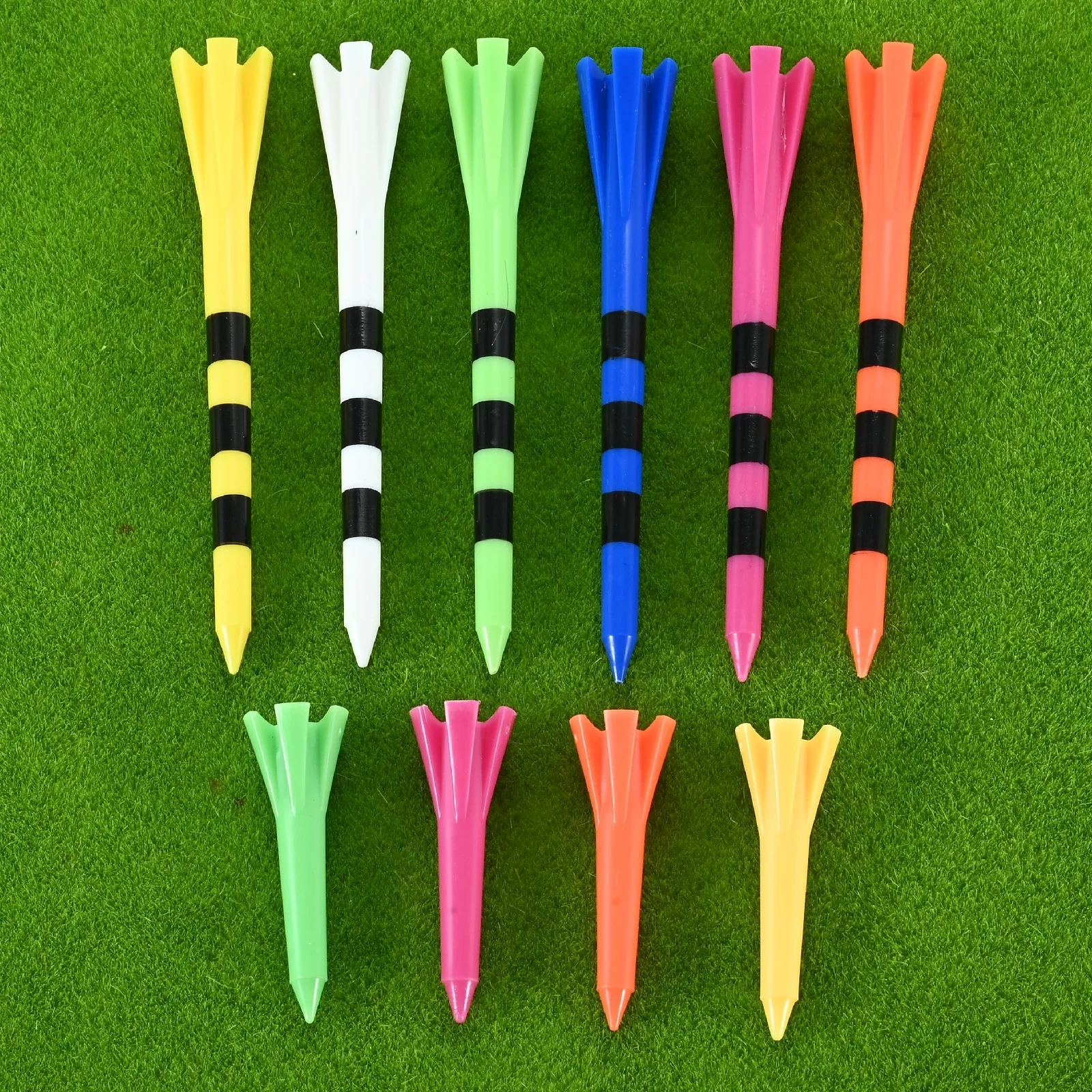 Plastic 100pcs 83mm Golf 5-prong Unbreakable Long Tees and 20pcs 38mm Short Tees,Mixed Colors,Frictional Resistance Reduction