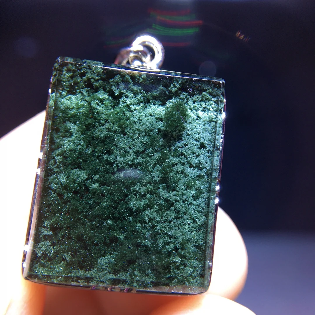 

Natural Green Phantom Quartz Pendant Jewelry Rectangle Women Men 19.8/16/7.5mm Necklace Water Drop Phantom Rare Garden AAAAAA