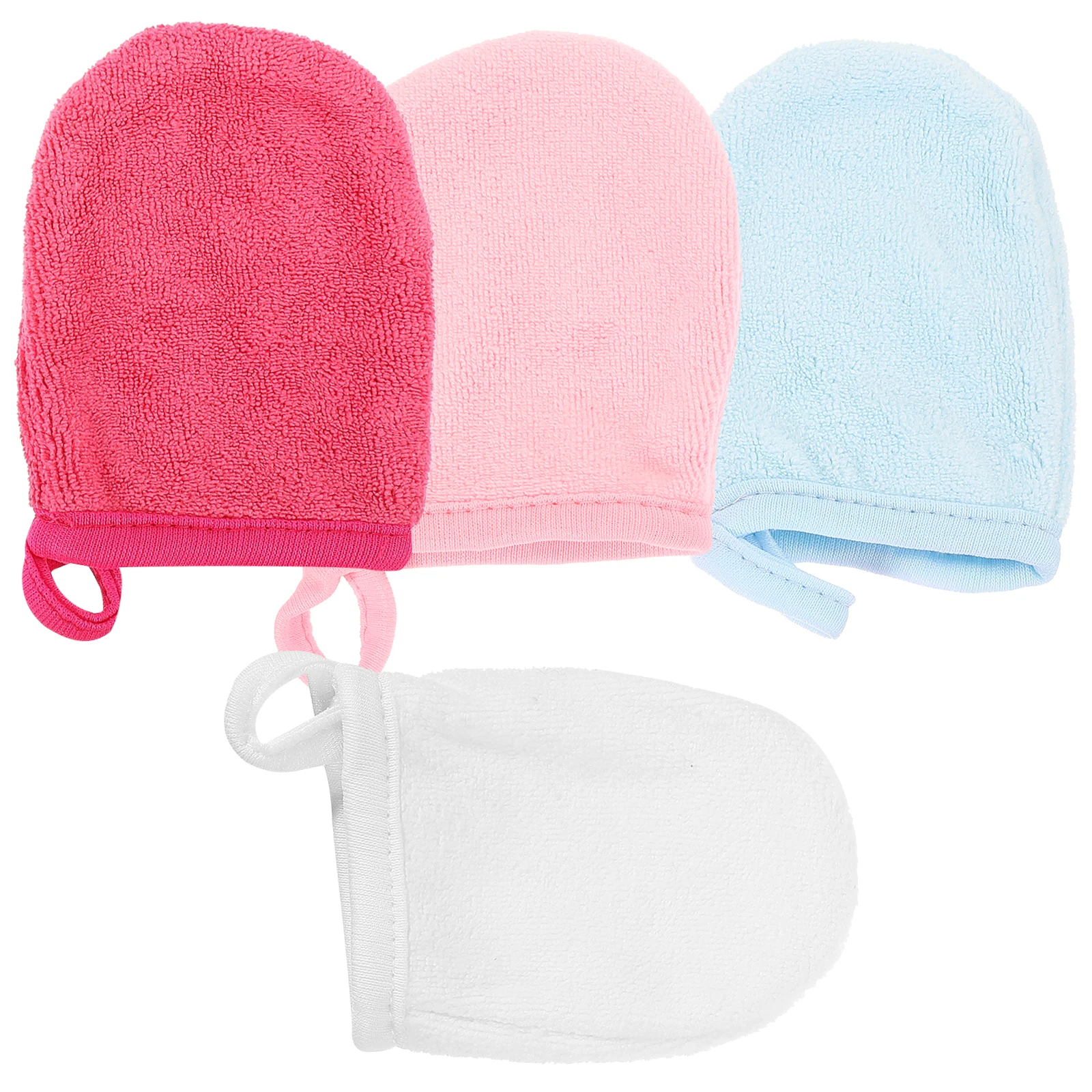 4 szt. Rękawiczki do czyszczenia, płatki do makijażu, wielorazowe, złuszczające włókna, zmywalne chusteczki do demakijażu