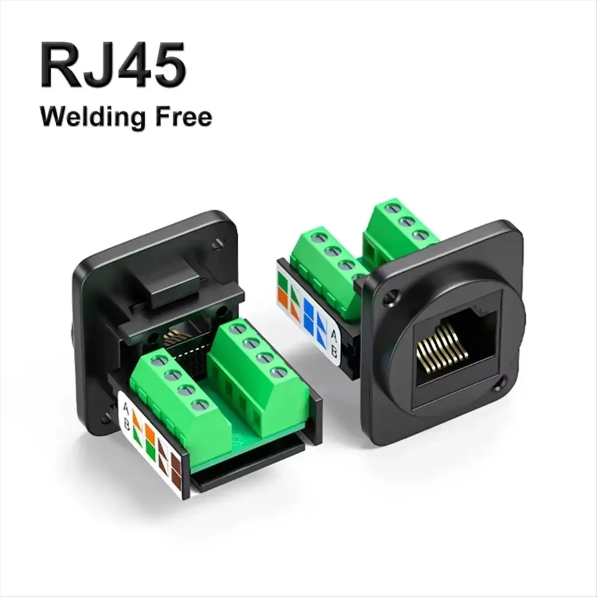 #88E Network Cable Extender Cat 5 Panel Connector Connector,RJ45 Category 5e connector,(Green & Black)