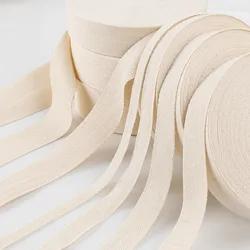 Beige Ribbons 10/15/20/25/30/40/50/60mm Width Twill Cotton Webbing Tape Bias for Bag Home Textile Handmade Craft Sewing Supplies