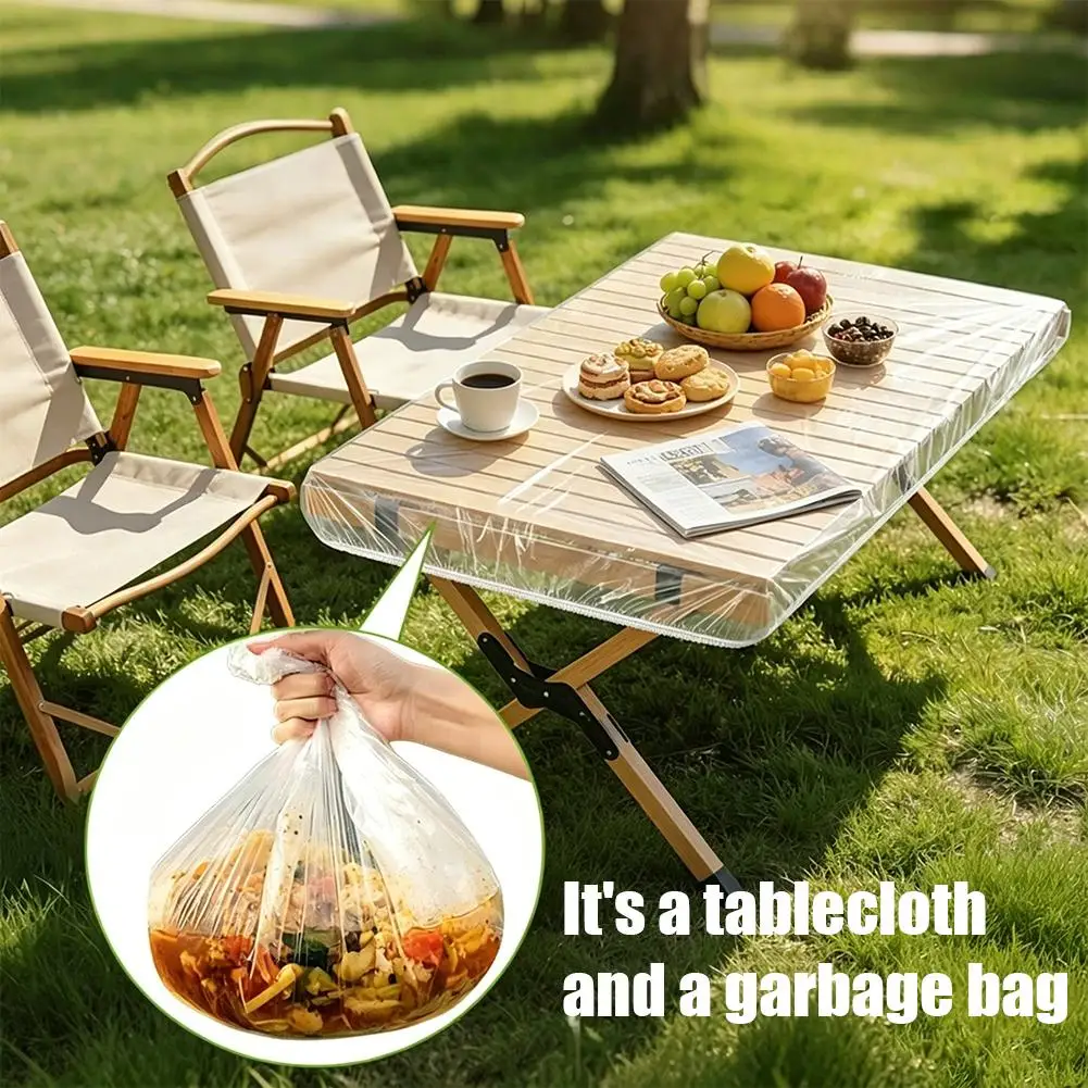 10 Stück wasserdichte Einweg-Tischdecke mit elastischem Rand, Tischdecke für Picknick, Camping, Outdoor-Partyzubehör – Detail 10